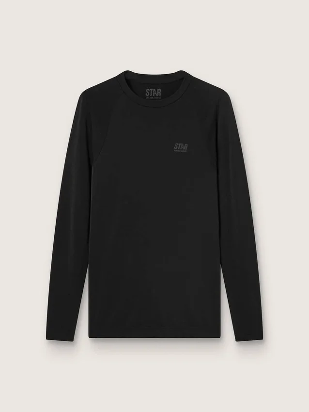 Camiseta deportiva de manga larga negra para hombre