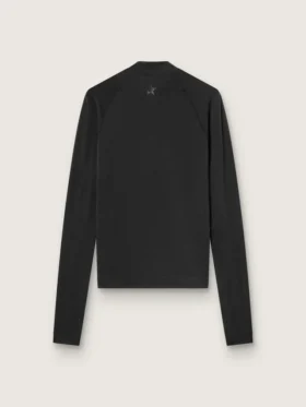 Camiseta deportiva negra de manga larga con cremallera para mujer
