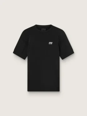 Camiseta deportiva negra para hombre con estampado en la espalda