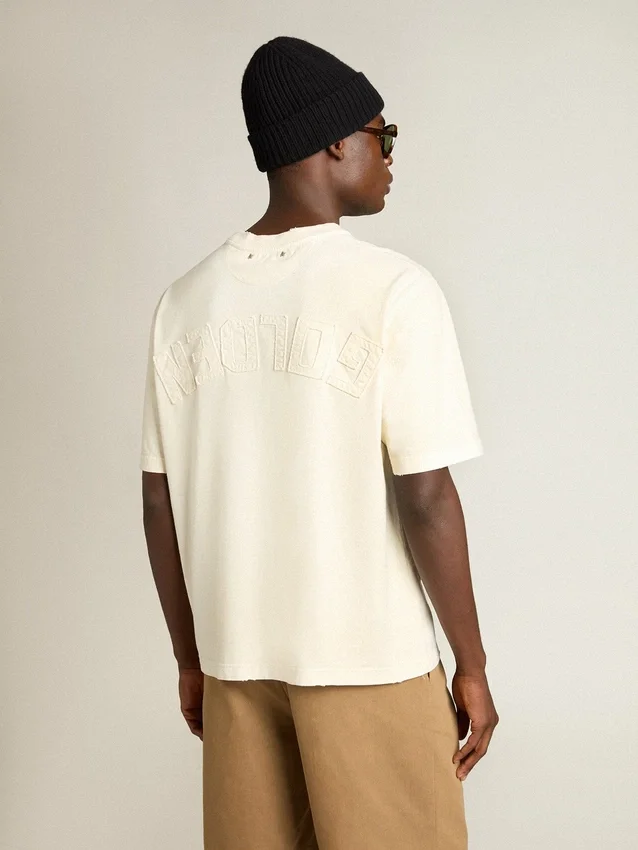 Camiseta en blanco envejecido con logotipo invertido en la espalda - Jersey Capsule