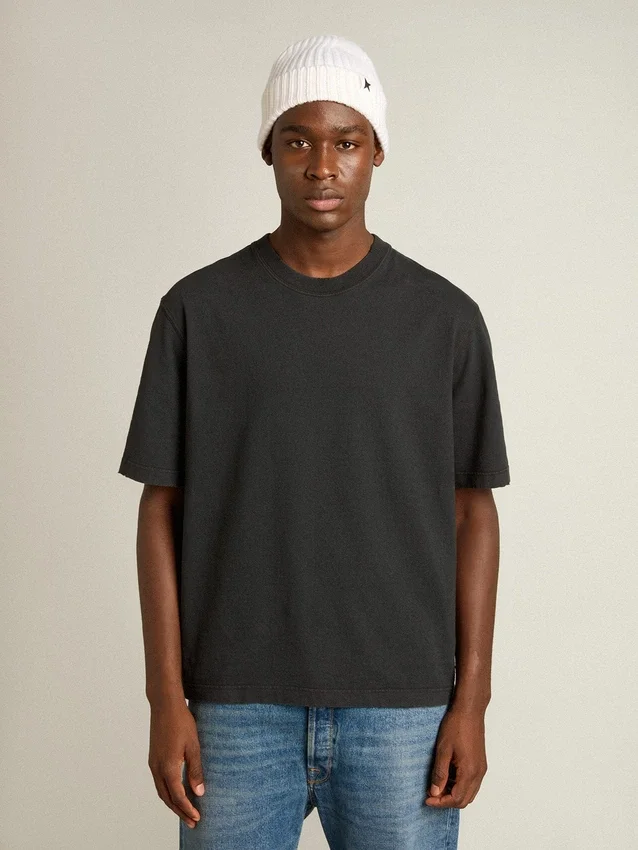 Camiseta en negro lavado con logotipo invertido en la espalda - Jersey Capsule