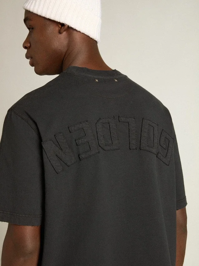 Camiseta en negro lavado con logotipo invertido en la espalda - Jersey Capsule