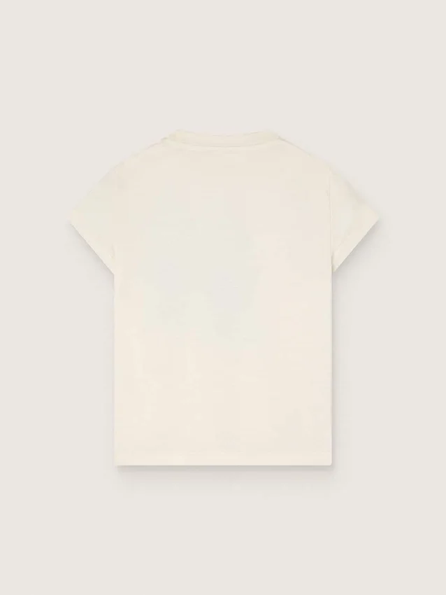 Camiseta Journey para niñas en jersey de algodón blanco con estampado digital de la mascota y apliques de cristales