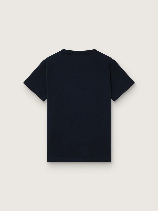 Camiseta Journey para niños en jersey de algodón azul con estampado digital de la mascota