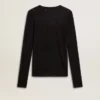 Camiseta negra de cuello redondo para mujer