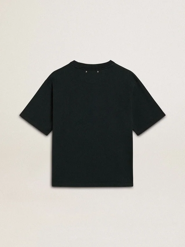 Camiseta negra para mujer con cristales