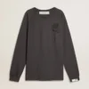 Camiseta para hombre de algodón color antracita con estampado en el pecho