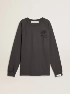 Camiseta para hombre de algodón color antracita con estampado en el pecho