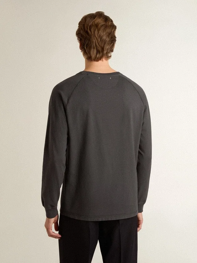Camiseta para hombre de algodón color antracita con estampado en el pecho