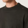 Camiseta para hombre de jersey de algodón antracita con corazón perforado