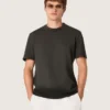Camiseta para hombre de jersey de algodón antracita con corazón perforado