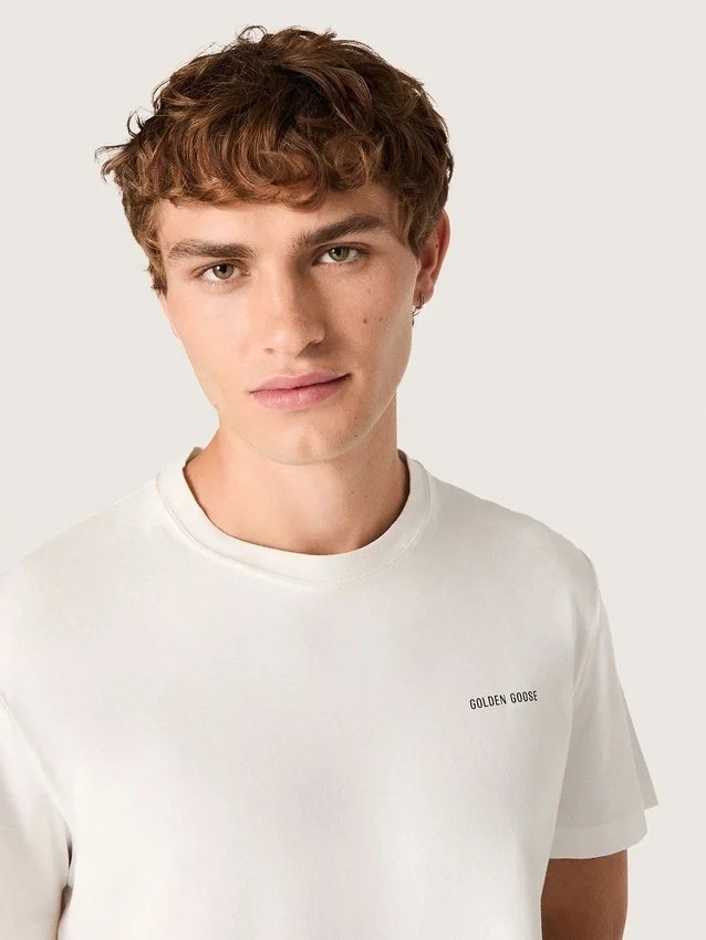 Camiseta para hombre de jersey de algodón blanco vintage