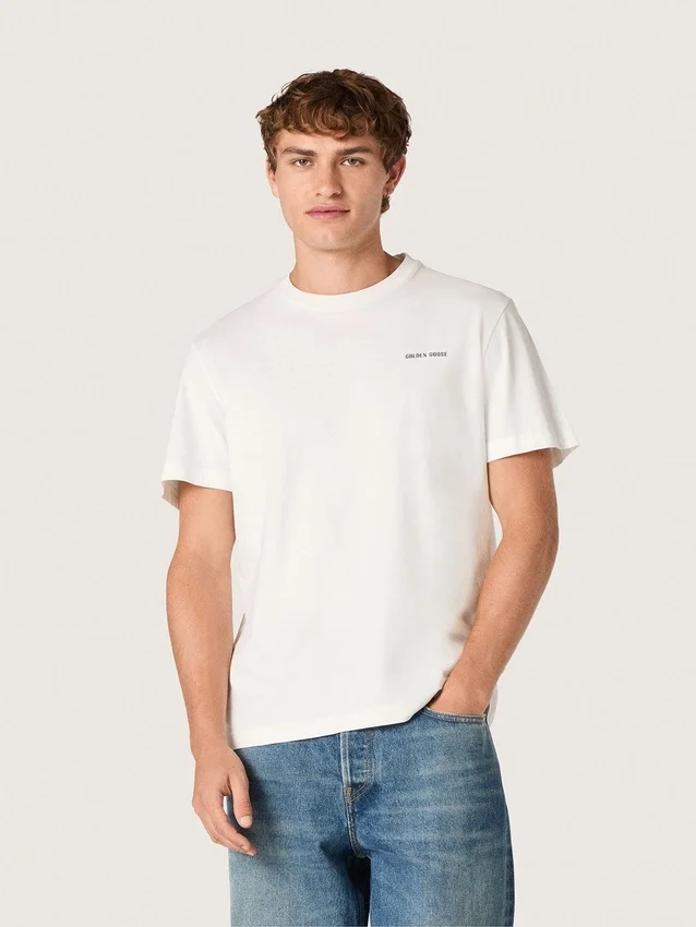 Camiseta para hombre de jersey de algodón blanco vintage
