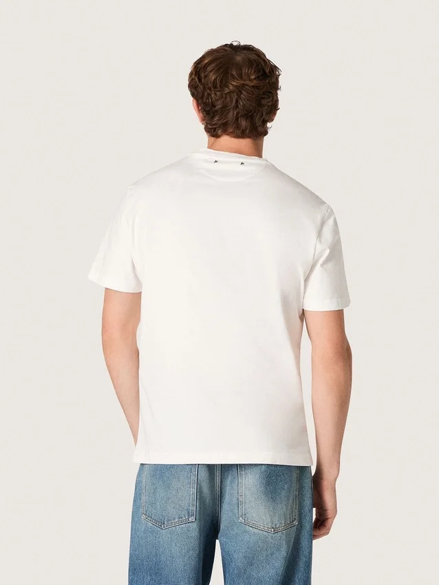 Camiseta para hombre de jersey de algodón blanco vintage