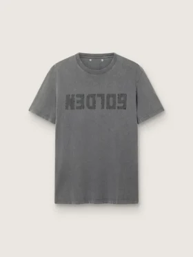 Camiseta para hombre en gris antracita con acabado desgastado