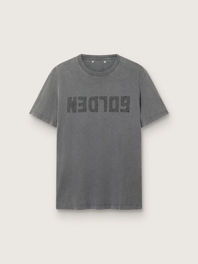 Camiseta para hombre en gris antracita con acabado desgastado