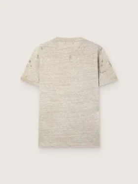 Camiseta para hombre en jersey gris jaspeado con estampado vintage