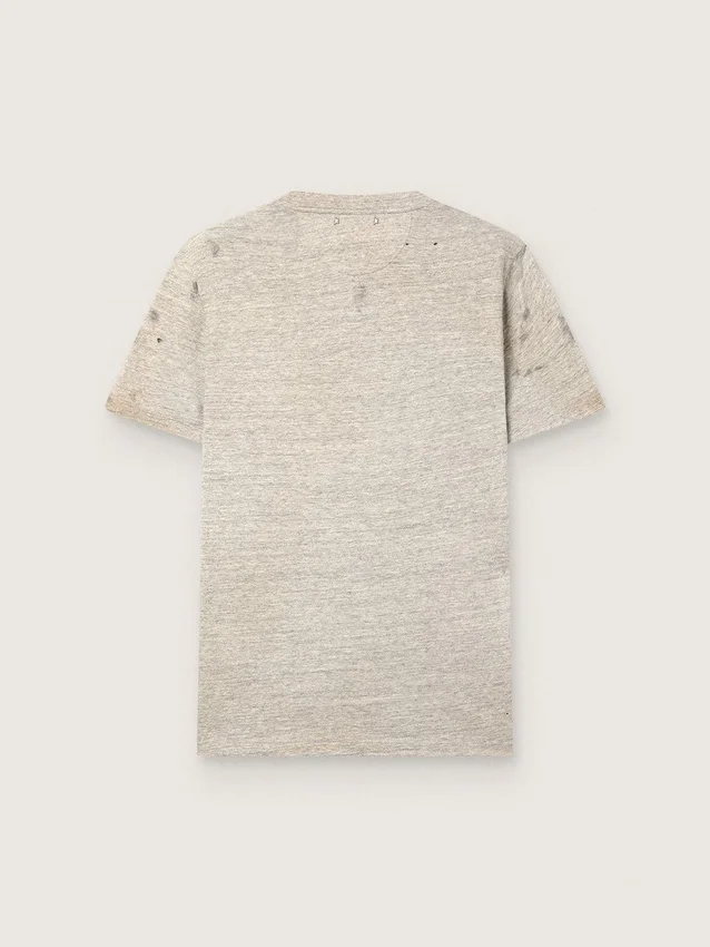 Camiseta para hombre en jersey gris jaspeado con estampado vintage