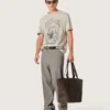 Camiseta para hombre en jersey gris jaspeado con estampado vintage