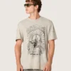Camiseta para hombre en jersey gris jaspeado con estampado vintage