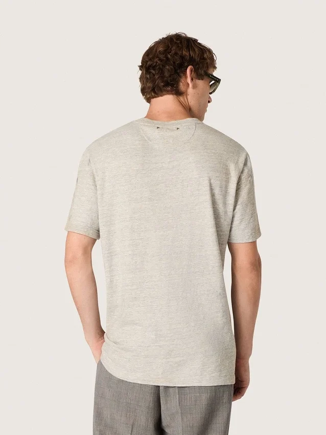 Camiseta para hombre en jersey gris jaspeado con estampado vintage