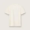Camiseta para mujer de algodón blanco envejecido con estampado vintage