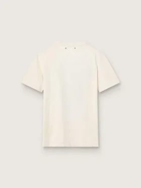 Camiseta para mujer de algodón blanco envejecido con estampado vintage