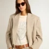 Camiseta para mujer de algodón blanco envejecido con estampado vintage
