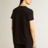 Camiseta para mujer de corte regular con efecto desgastado en negro