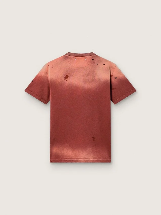 Camiseta para mujer de jersey de algodón color óxido con estampado floral
