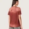Camiseta para mujer de jersey de algodón color óxido con estampado floral