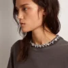 Camiseta para mujer en gris antracita con cristales
