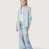 Camiseta para niñas «Journey» de jersey de algodón blanco con tachuelas plateadas