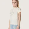 Camiseta para niñas «Journey» de jersey de algodón blanco con tachuelas plateadas