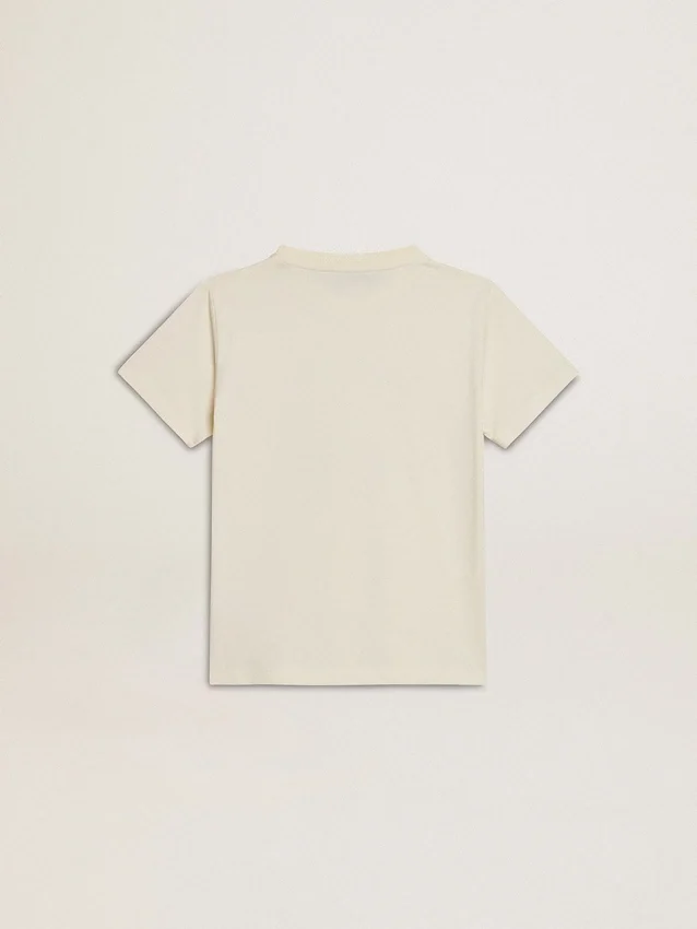Camiseta para niños en blanco desgastado con letras multicolores