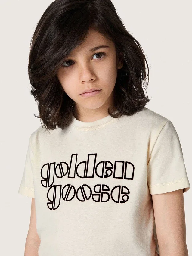Camiseta para niños «Journey» en jersey de algodón blanco con logotipo
