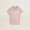 Camiseta rosa para niñas con estampado blanco