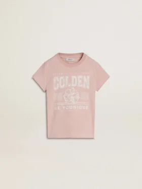 Camiseta rosa para niñas con estampado blanco