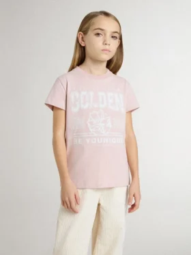 Camiseta rosa para niñas con estampado blanco