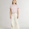 Camiseta rosa para niñas con estampado blanco
