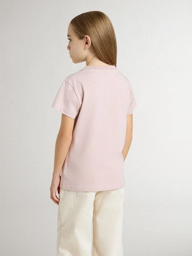 Camiseta rosa para niñas con estampado blanco