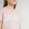 Camiseta rosa para niñas con estampado blanco