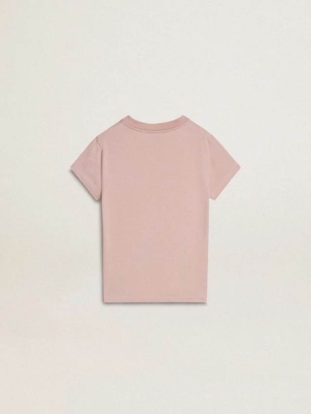 Camiseta rosa para niñas con estampado blanco