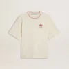 Camiseta sin mangas de color blanco desgastado con bordado rojo para el Año Nuevo Chino