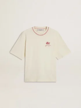Camiseta sin mangas de color blanco desgastado con bordado rojo para el Año Nuevo Chino