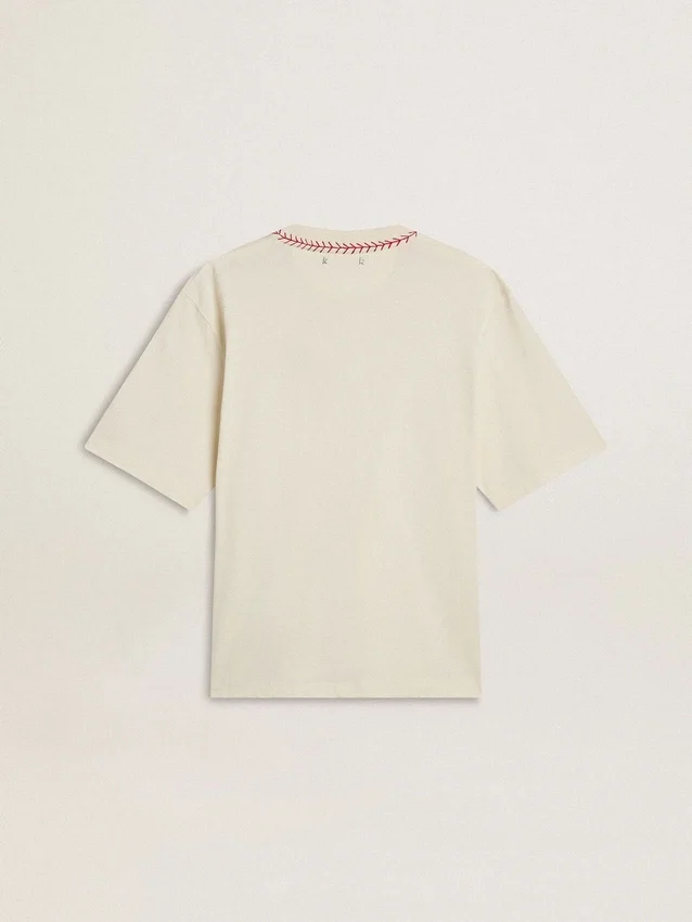 Camiseta sin mangas de color blanco desgastado con bordado rojo para el Año Nuevo Chino