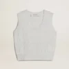 Camiseta sin mangas para mujer en punto azul claro