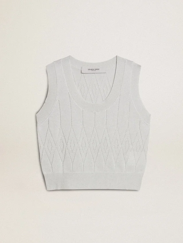 Camiseta sin mangas para mujer en punto azul claro