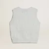 Camiseta sin mangas para mujer en punto azul claro