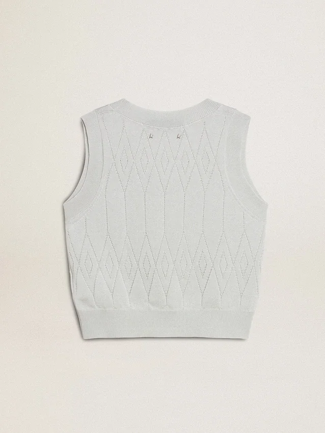 Camiseta sin mangas para mujer en punto azul claro